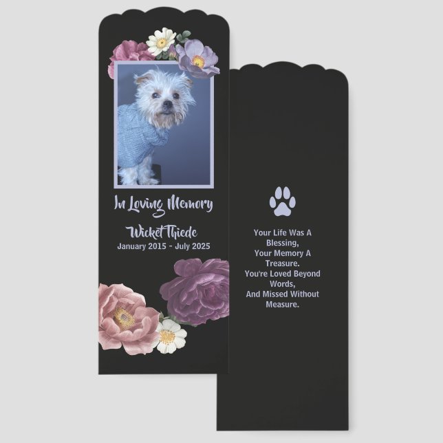 Personalize It! Pet Memorial Poem Bookmarks (Front & Back)