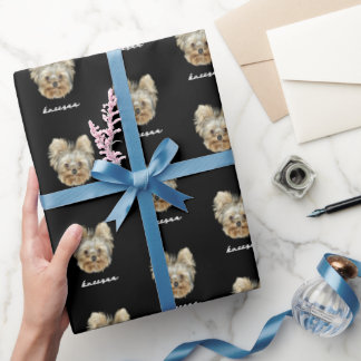 Personalize It! Pet Photo And Name Black Wrapping Paper