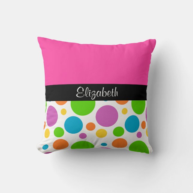 Personalize it - Polka Dot Pattern Throw Pillow (Front)