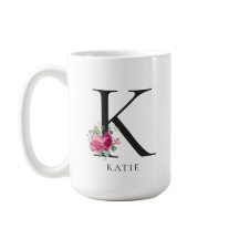 Personalize It! Sweet Peonies Initial 15oz Mug