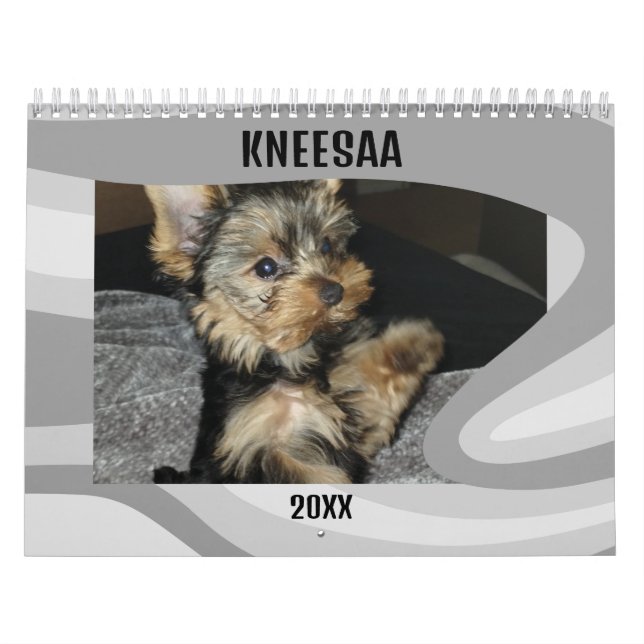 Personalize It! Swirl-A-Licious Pet Photo Grey Calendar (Cover)