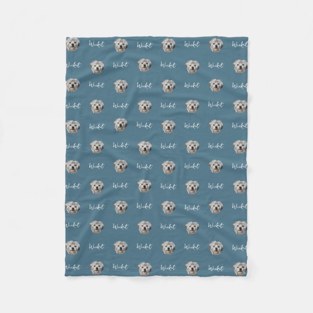 Personalize It! TEAL Pet Photo And Name Fleece Blanket (Front)