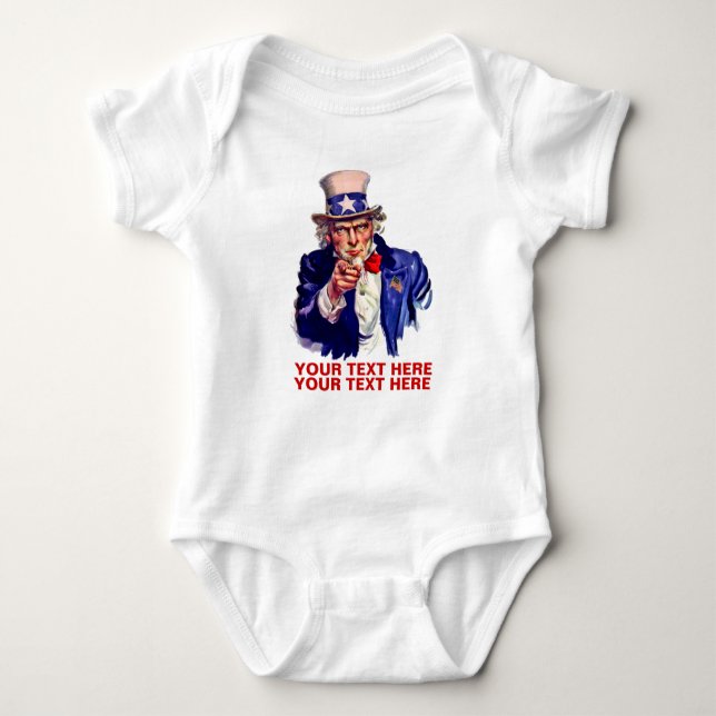 Personalize It Uncle Sam Baby Bodysuit (Front)