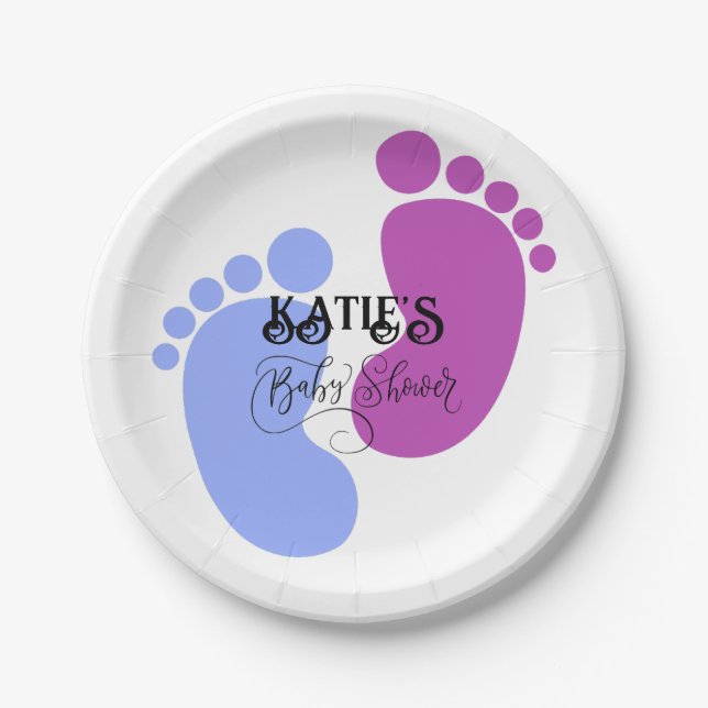 Personalize it Unisex Baby Feet Flat Icon Paper Plates (Front)
