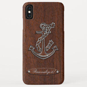 Personalize it! Wet Nautical Mahogany Anchor Steel iPhone XS Max Case