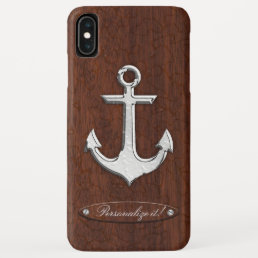 Personalize it! Wet Nautical Mahogany Anchor Steel iPhone XS Max Case