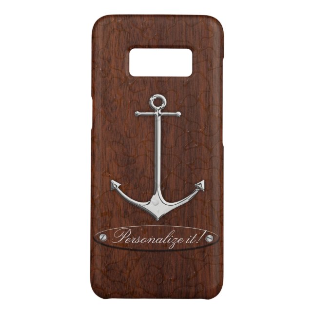 Personalize it! Wet Nautical Mahogany Anchor Steel Case-Mate Samsung Galaxy Case (Back)