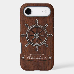 Personalize it! Wet Nautical Mahogany Wheel iPhone 17 Air Case