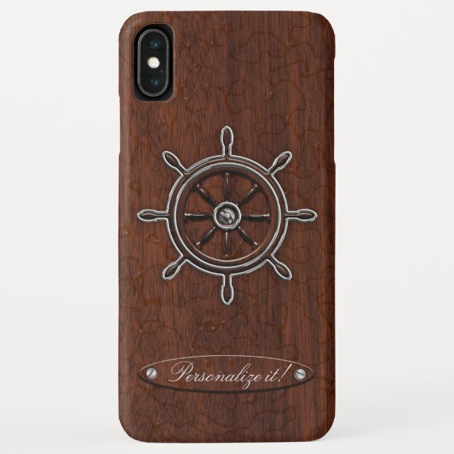 Personalize it! Wet Nautical Mahogany Wheel Case-Mate iPhone Case (Back)
