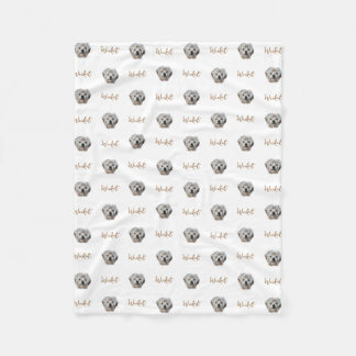 Personalize It! WHITE Pet Photo And Name Fleece Blanket