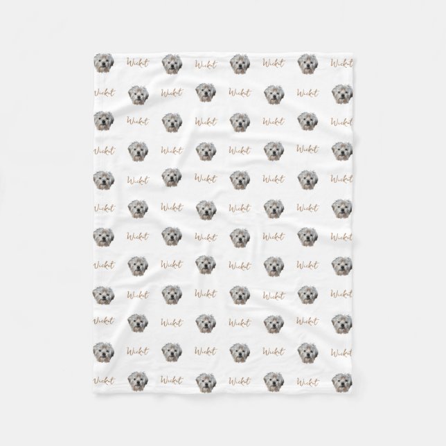 Personalize It! WHITE Pet Photo And Name Fleece Blanket (Front)