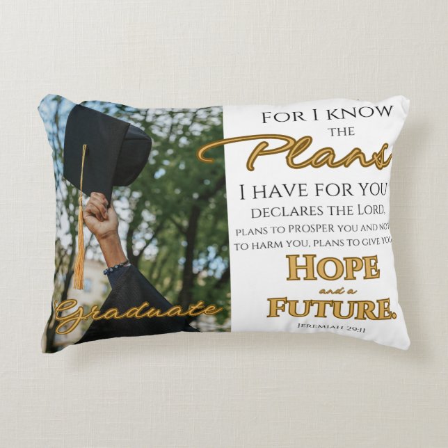 Personalize Jeremiah 29:11 Grad Cap Scripture Accent Pillow (Front)