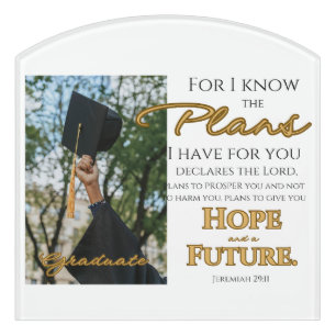 Personalize Jeremiah 29:11 Grad Cap Scripture Door Sign