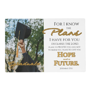Personalize Jeremiah 29:11 Grad Cap Scripture Placemat