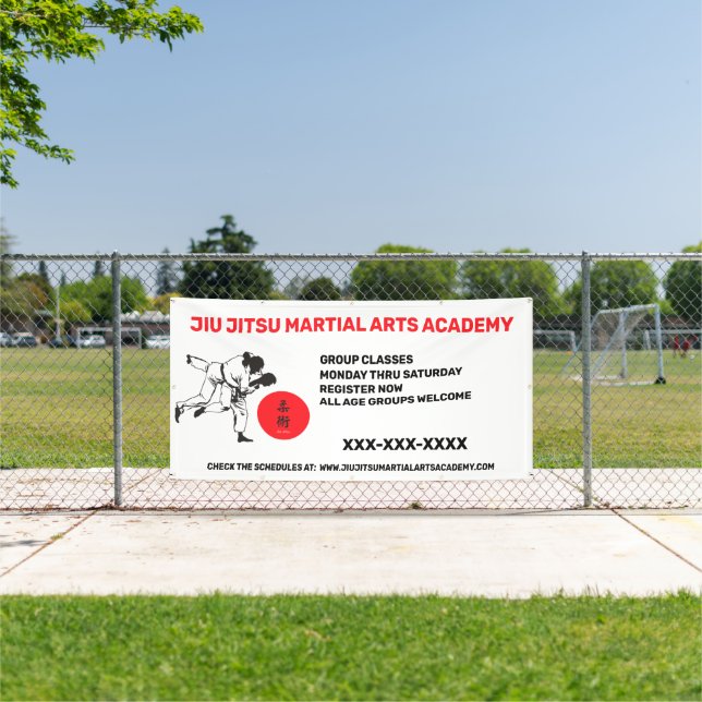 Personalize Jiu Jitsu Martial Arts School Business Banner (Insitu)