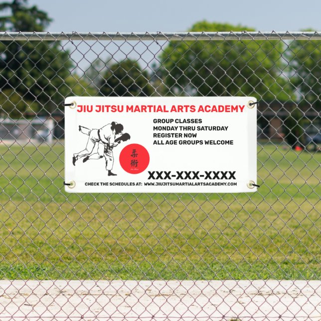 Personalize Jiu Jitsu Martial Arts School Business Banner (Insitu)
