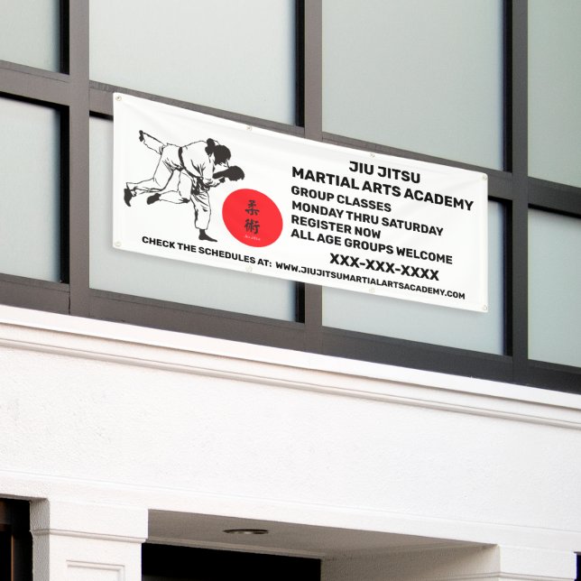 Personalize Jiu Jitsu Martial Arts School Business Banner (Outside Building)