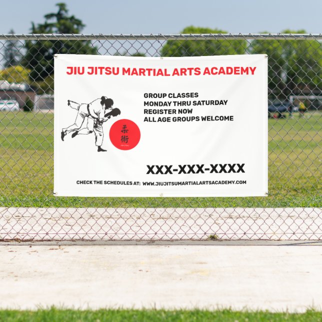 Personalize Jiu Jitsu Martial Arts School Business Banner (Insitu)