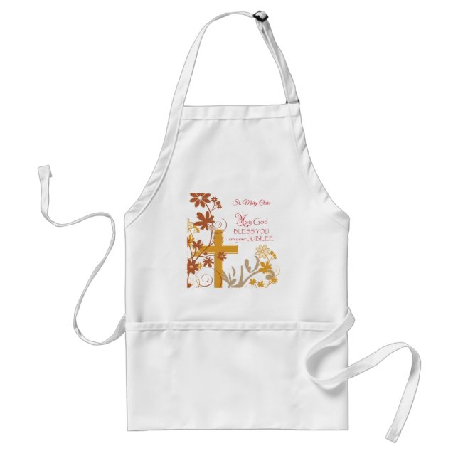 Personalize, Jubilee Anniversary Nun Cross, Swirls Adult Apron (Front)