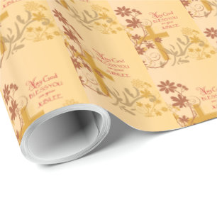 Personalize, Jubilee Anniversary Nun Cross, Swirls Wrapping Paper