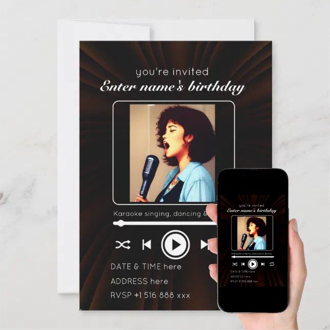 Personalize karaoke birthday party invitation Zazzle