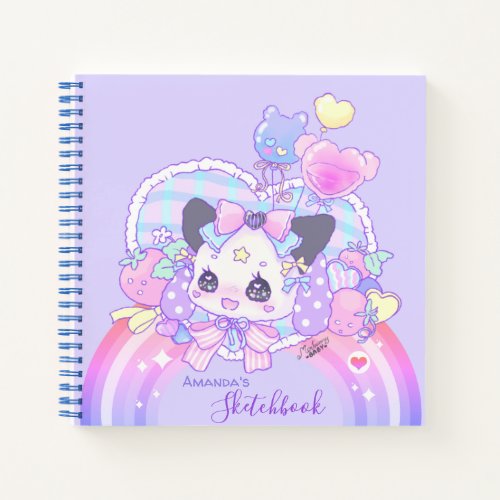Personalize _ kawaii cute kitty bunny purple notebook