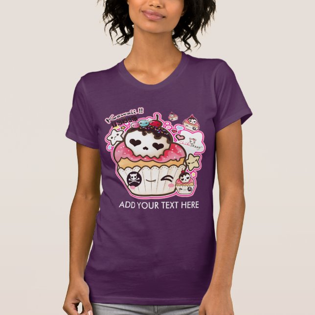 Personalize kawaii cute skull cupacke T-Shirt (Front)