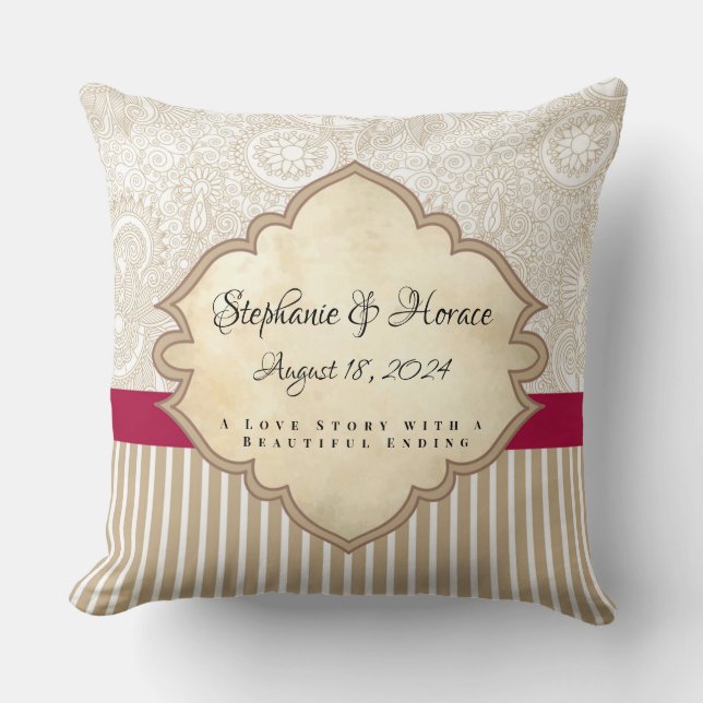 Personalize Keepsake Couples Wedding Throw Pillow (Front)