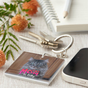 Personalize Keepsake Pet CAT MOM Photo Keychain