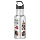 Personalize Kid Child Name Instagram Photo Collage Stainless Steel Water Bottle (Back)
