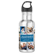 Personalize Kid Child Name Instagram Photo Collage Stainless Steel Water Bottle Personalize Kid Child Name Instagram Photo Collage Stainless Steel Water Bottle
