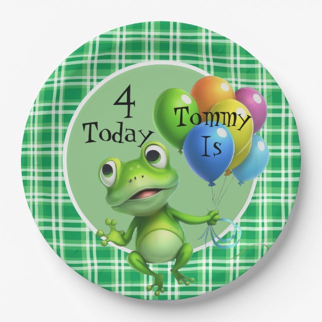 Personalize Kids Birthday Frogs  Paper Plates (Front)