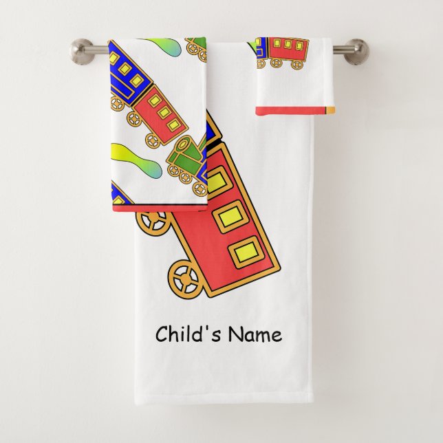 Personalize Kids Choo Choo Train  Bath Towel Set (Insitu)