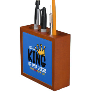 Personalize King of Dad Jokes Desk Organizer