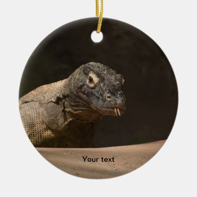Personalize Komodo Monitor Dragon photography Ceramic Ornament (Front)