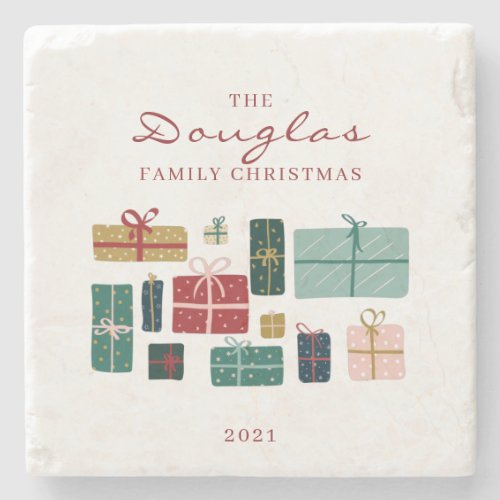 Personalize Kraft Family Christmas Gifts   Stone Coaster
