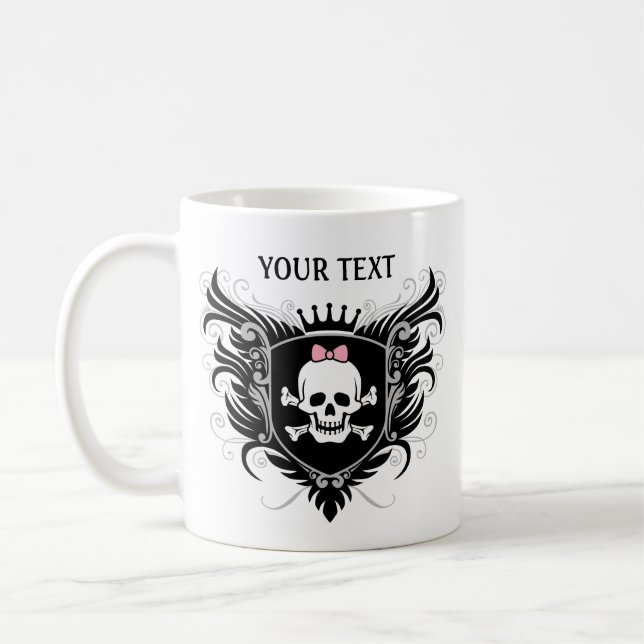 Personalize Lady Skull Crest Coffee Mug (Left)