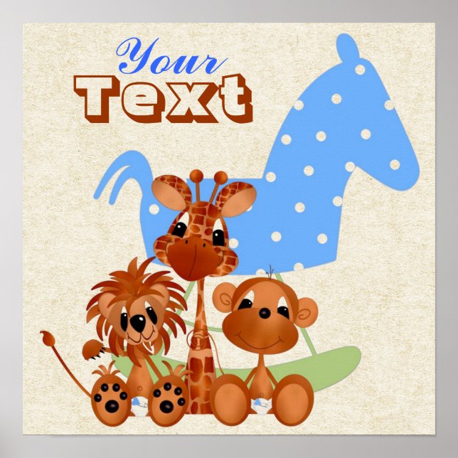 Personalize Large Canvas Jungle Babies Poster (Front)