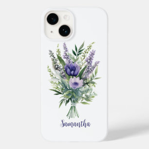 Personalize Lavender Purple Flowers Eucalyptus Case-Mate iPhone 14 Case