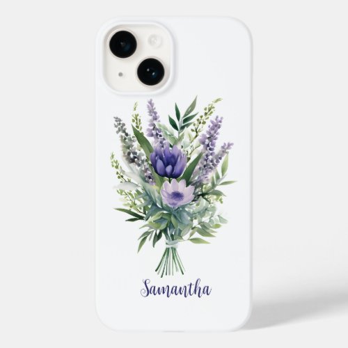Personalize Lavender Purple Flowers Eucalyptus Case_Mate iPhone 14 Case