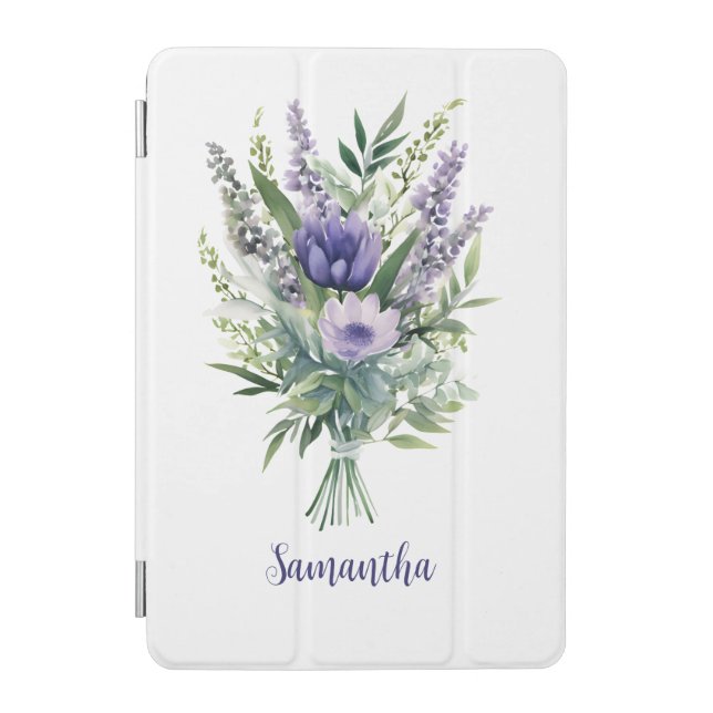 Personalize Lavender Purple Flowers Eucalyptus iPad Mini Cover (Front)