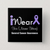 Personalize Lavender Ribbon General Cancer Button