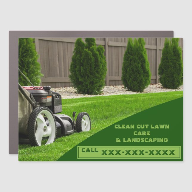 Personalize Lawn Care Business Promotional Car Magnet (Front)