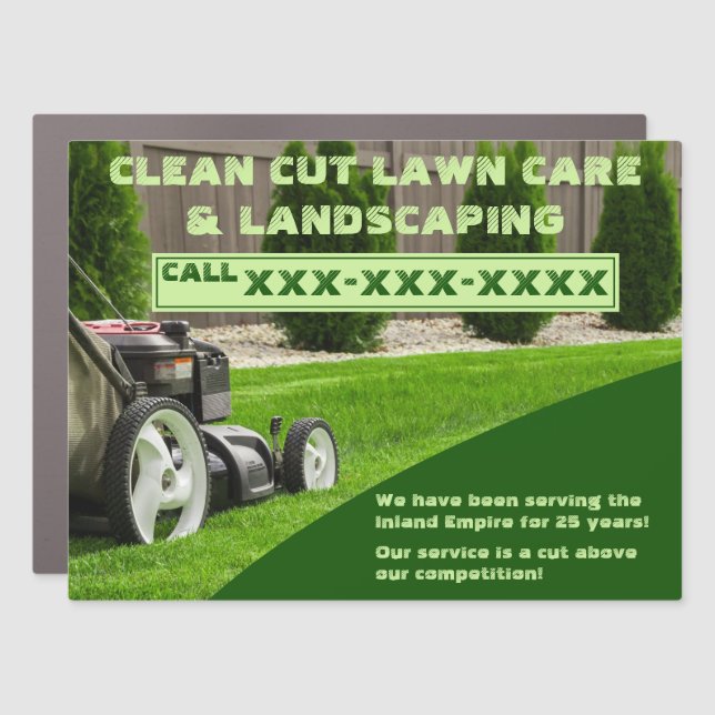 Personalize Lawn Care Business Truck Car Magnet (Front)