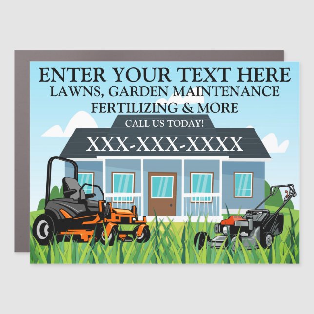 Personalize Lawncare Landscaping Business Truck  Car Magnet (Front)