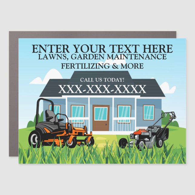 Personalize Lawncare Landscaping Business Truck   Car Magnet (Front)
