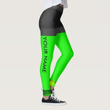 Personalize Leggings Neon Green Running Pants