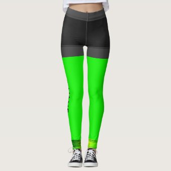 Personalize Leggings Neon Green Running Pants | Zazzle