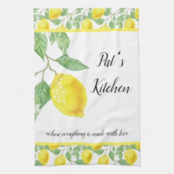 Personalize Lemon Pattern Kitchen Towel by Susang6 at Zazzle