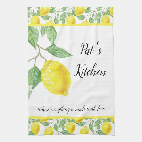 Personalize Lemon Pattern Kitchen Towel